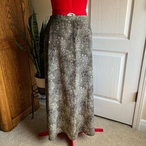 Vintage Rikki J New York Floral Green/Gray Maxi Skirt
